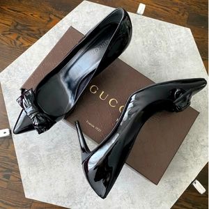 Gucci Patent Bow 80mm Pumps - 40